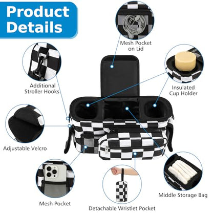 Accmor Universal Stroller Organizer with Insulated Cup Holder - color: Checkerboard