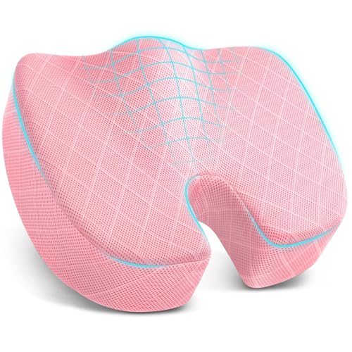 TushGuard Seat Cushion, Memory Foam Office Chair Cushion - Pink, X-Large - color: Pink, size: X-Large