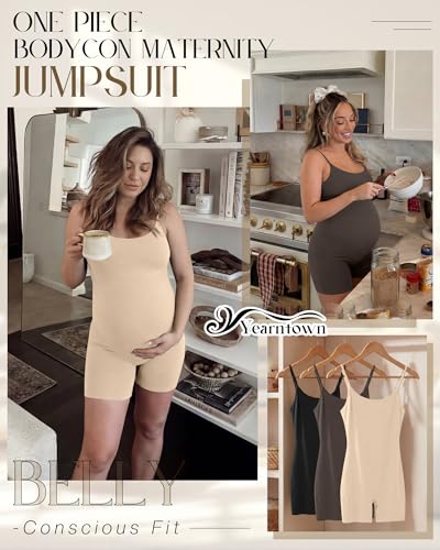 3 Pack Women's Maternity Jumpsuit Shorts - color: Apricot, Brown, Black, size: Large