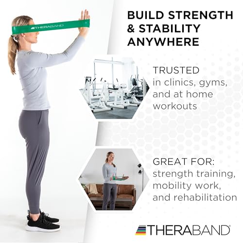 THERABAND Resistance Band Loop, Exercise, Workout, Physical Therapy, Green - color: Green - Heavy, size: 12 Inch