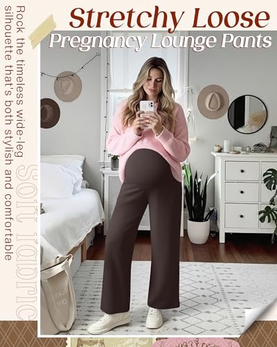 3 Pack Women's Maternity Lounge Pants Soft Sweatpants - color: Creamy Gray, Light Coffee, Brown, size: Medium