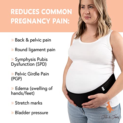 Jill & Joey Maternity Belt - Belly Band for Pregnant Women - Back Brace & Belly Support - Pregnancy Must-Have - Back Pain Relief (Black, Large) - color: Black, size: Large