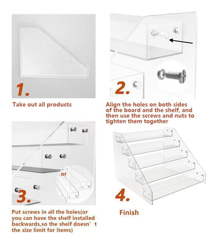 PMMASTO Wide Clear Acrylic Spice Rack for Countertops- 5 Tier - size: Widen 5 Tier - inner width 3''