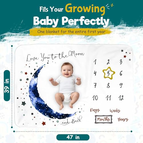 Baby Milestone Blanket, Monthly Photo Blanket, Newborn Boy & Girl Gift