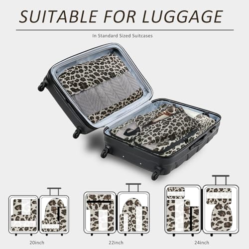 U+U 5 Set Packing Cubes, Travel Organizers with Shoe Bag (Leopard) - color: Leopard