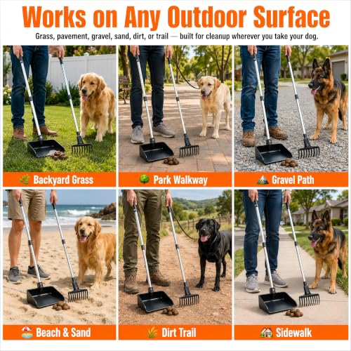 Toozey Extra Large Pooper Scooper for Large Dogs, 43.31" Long Handle - size: 43.31 Inch