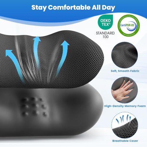 Lumbar Support Pillow, Memory Foam Back Cushion for Office Chair Car, Black - color: Black