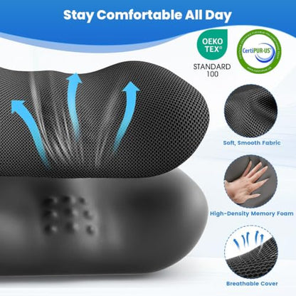 Lumbar Support Pillow, Memory Foam Back Cushion for Office Chair Car, Black - color: Black