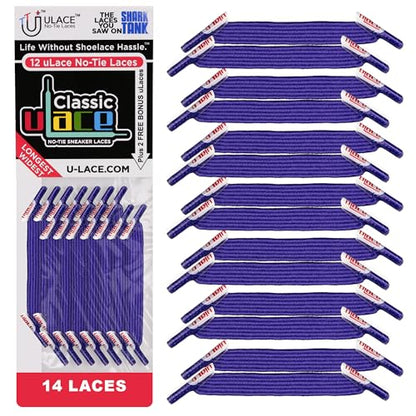 uLace Classic No-Tie Shoelaces - Elastic Shoe Laces for Sneakers - 14 Laces - color: Bright Purple