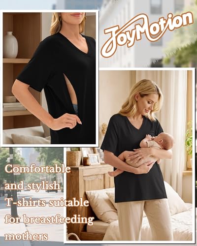 4 Pack Women's Nursing Short Sleeve Shirts - color: White, Light Gray, Dark Gray, Black, size: Medium