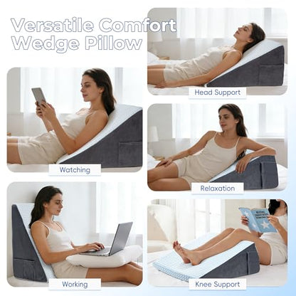 WOLKI 12 Inch Cooling Wedge Pillow for Sleeping & After Surgery Recovery - size: 12" Height