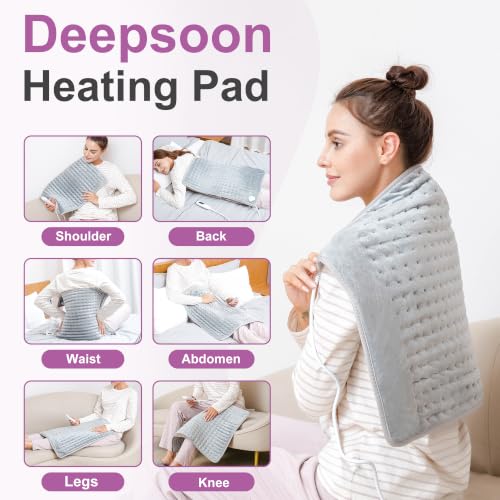 Heating Pad,Electric Heating Pads,Heating Pad for Back,Gray,24x20 Inch - color: Silvergray, size: 24x20 Inch