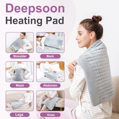 Heating Pad,Electric Heating Pads,Heating Pad for Back,Gray,24x20 Inch - color: Silvergray, size: 24x20 Inch