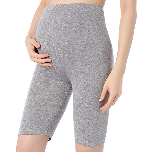 Cotton Maternity Shorts Knee Length Pregnancy Leggings For Women Summer - color: Grey, size: 3X-Large