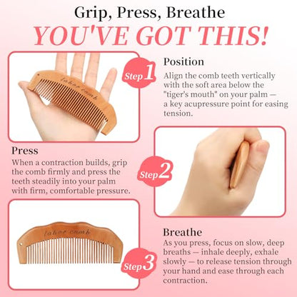 Rectangular Labor Comb - Wooden Pregnancy Essential for New Mom Gifts - color: 2 Pack-Rectangular