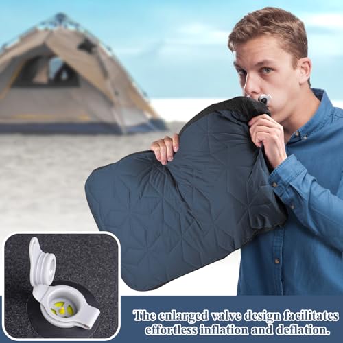 UWILLION Camping Pillow with Removable Cover Large Size 24“ x 15" - Ultralight Inflatable Pillow for Camping Lightweight, Ergonomic and Washable for Camping, Hiking, and Travel Gray - color: Grey