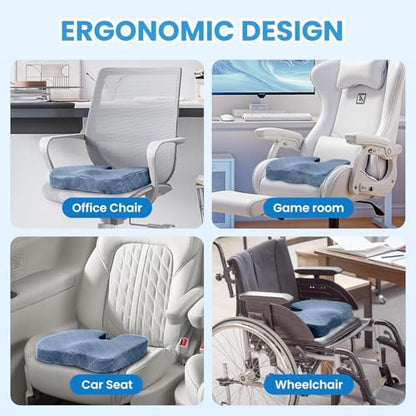 TushGuard Memory Foam Office Chair Seat Cushion - Light Blue, X-Large - color: Light Blue, size: X-Large
