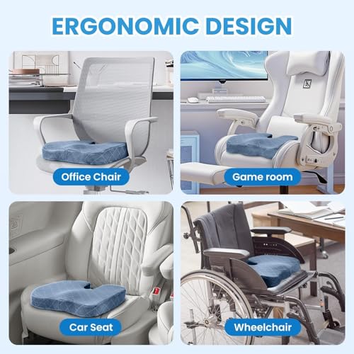 TushGuard Memory Foam Office Chair Seat Cushion - Light Blue, X-Large - color: Light Blue, size: X-Large