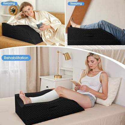 TranquilRelax Leg Elevation Pillows for After Surgery, Full Black - color: Full Black, size: Double Leg