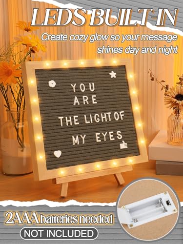 10×10" Light up Felt Letter Board, Custom Message, First Day of School Sign - color: Grey
