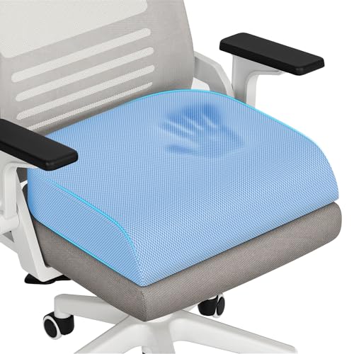 TranquilRelax Memory Foam Seat Cushion for Office Chair, 3-Inch, Light Blue - color: Light Blue, size: Large