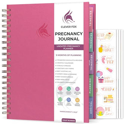 Clever Fox Pregnancy Journal, Expecting First Time Mom Planner Violet - color: Violet Blossom, size: 9" x 10.5" Regular Edition