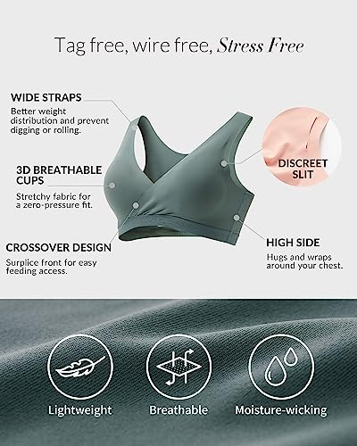 Mamaway Silky Crossover Nursing Maternity Wireless Bra, Smooth, Soft, Cooling, No Buckle, No Show for Sleeping Breastfeeding - color: Periwinkle, size: Medium