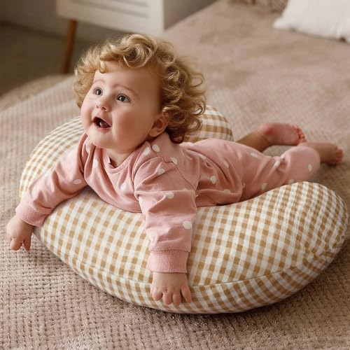 FUNUPUP Muslin Nursing Pillow Cover Replacement, Beige & Plaid - color: Beige&plaid