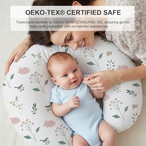 Little Grape Land 100% Cotton Muslin Nursing Pillow Covers 2 Pack, (Bunny) - color: Pink Bunny & Pink