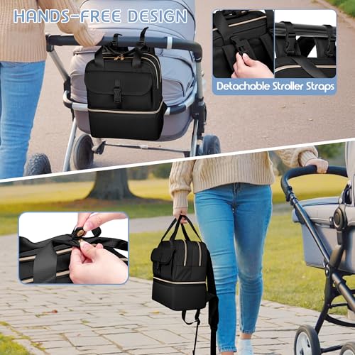 Fasrom Breast Pump Bag with Cooler Compartment, Wearable Pumping Backpack - color: Black