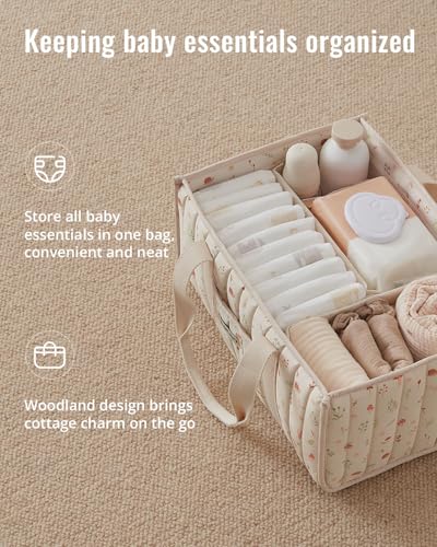 Blissful Diary Diaper Caddy Organizer, Storage Basket, Woodland Cream - color: Woodland Cream