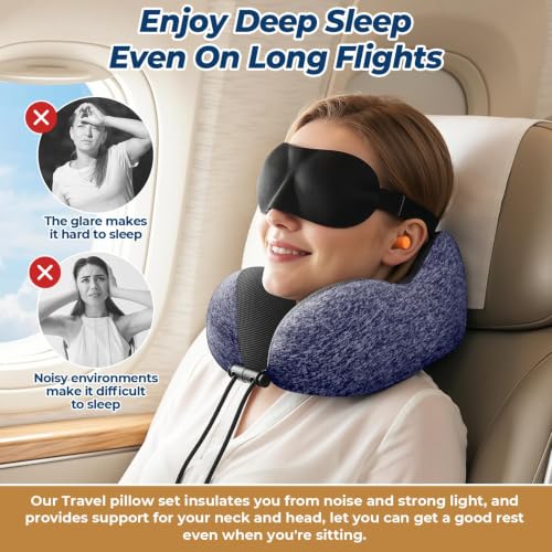 ExploreBliss Travel Pillow, Neck Pillow Airplane, Mottled Blue - color: Mottled Blue