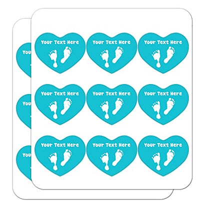 Personalized Custom 1 Line Baby Feet on Blue Shower Heart Shaped Planner - color: Clear