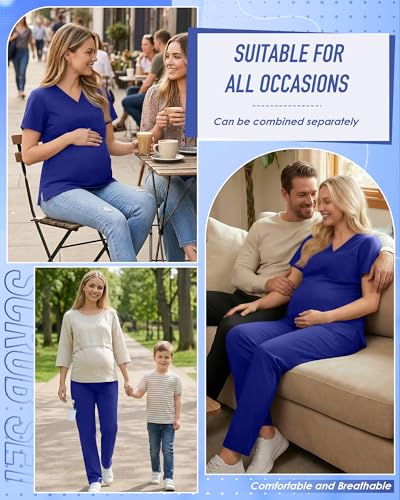 Women's Maternity Scrub Set - color: Royal Blue, size: Small