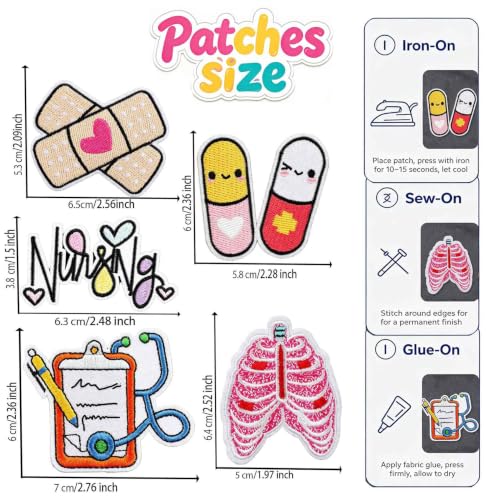 5Pcs Medical Nursing Student Nurse Iron On Patches