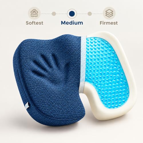 Gel Seat Cushion for Long Sitting, Office Chair Memory Foam Cushion, Blue - color: Blue