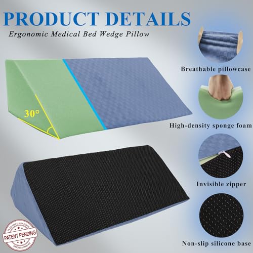 Bed Wedge Pillow for Side Sleepers, Body Position Wedges - color: Light Blue