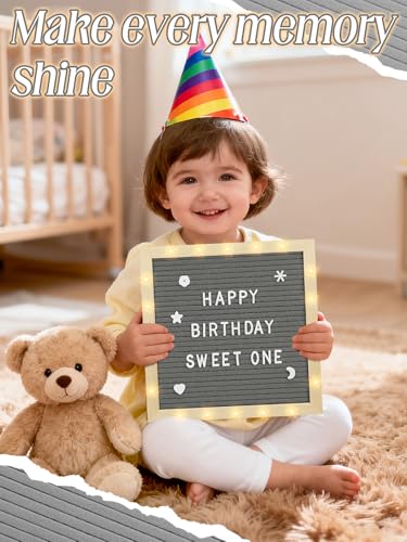 10×10" Light up Felt Letter Board, Custom Message, First Day of School Sign - color: Grey