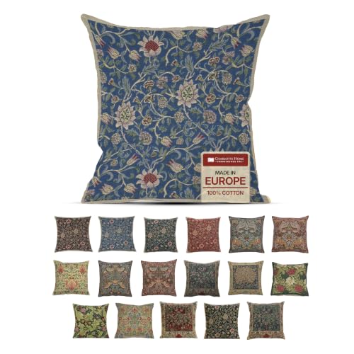 William Morris Fleur de Morris Royal Tapestry Throw Pillow Cover 16 x 16 in - color: Fleur De Morris Royal Blue