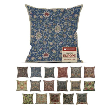 William Morris Fleur de Morris Royal Tapestry Throw Pillow Cover 16 x 16 in - color: Fleur De Morris Royal Blue