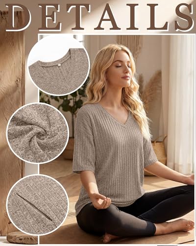 Ficerd 4 Pack Women's Oversize Nursing Shirts - color: Khaki, Cream, Light Gray, Black, size: Large