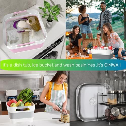 GIMWA 2.6 Gal Collapsible Baby Bottle Wash Basin with Drain Plug - color: Gray