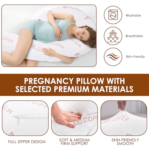 Body Pillow for Adults, Swan Bed Pillow Insert for Sleeping, Copper, 49 In - color: Copper