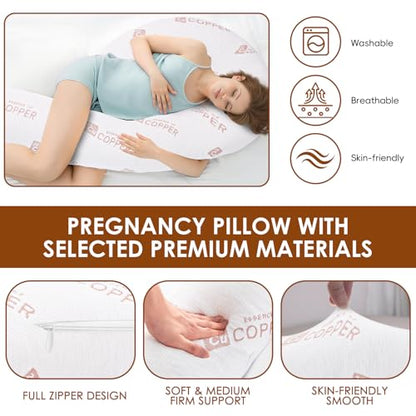 Body Pillow for Adults, Swan Bed Pillow Insert for Sleeping, Copper, 49 In - color: Copper