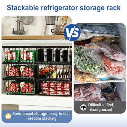 Freezer Organizer Bins fit 5 /9 cu. Ft Chest Freezer (Black-3Pack)