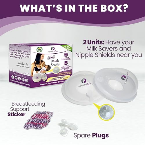 Mommyz Love Breast Shells & Milk Catcher for Breastfeeding with Plugs - size: With Plugs - 2 Pack