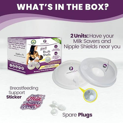 Mommyz Love Breast Shells & Milk Catcher for Breastfeeding with Plugs - size: With Plugs - 2 Pack