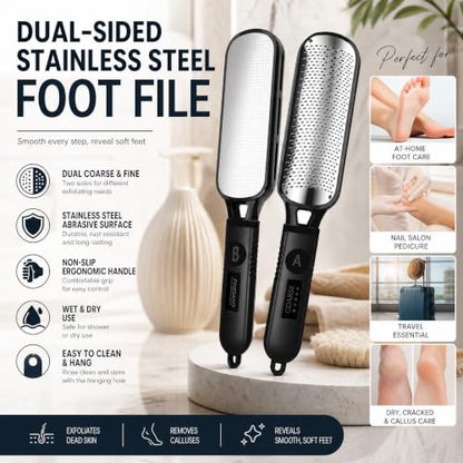 Antonki 2-in-1 Foot File Scrubber Feet Rasp for Dead Skin, Callus, Corn
