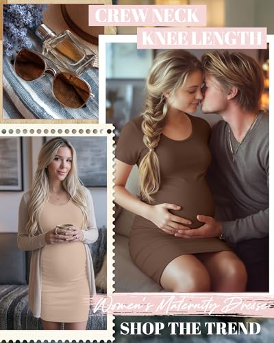 Riyiper 3 Pack Womens Maternity Short Sleeve Dresses - color: Black, Coffee, Khaki, size: Small