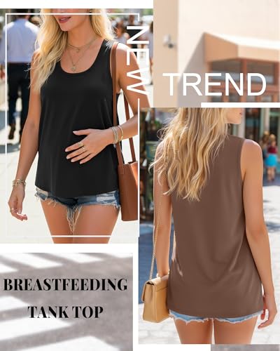 Ficerd 3 Pack Women's Nursing Tank Tops - color: Black, White, Coffee, size: XX-Large